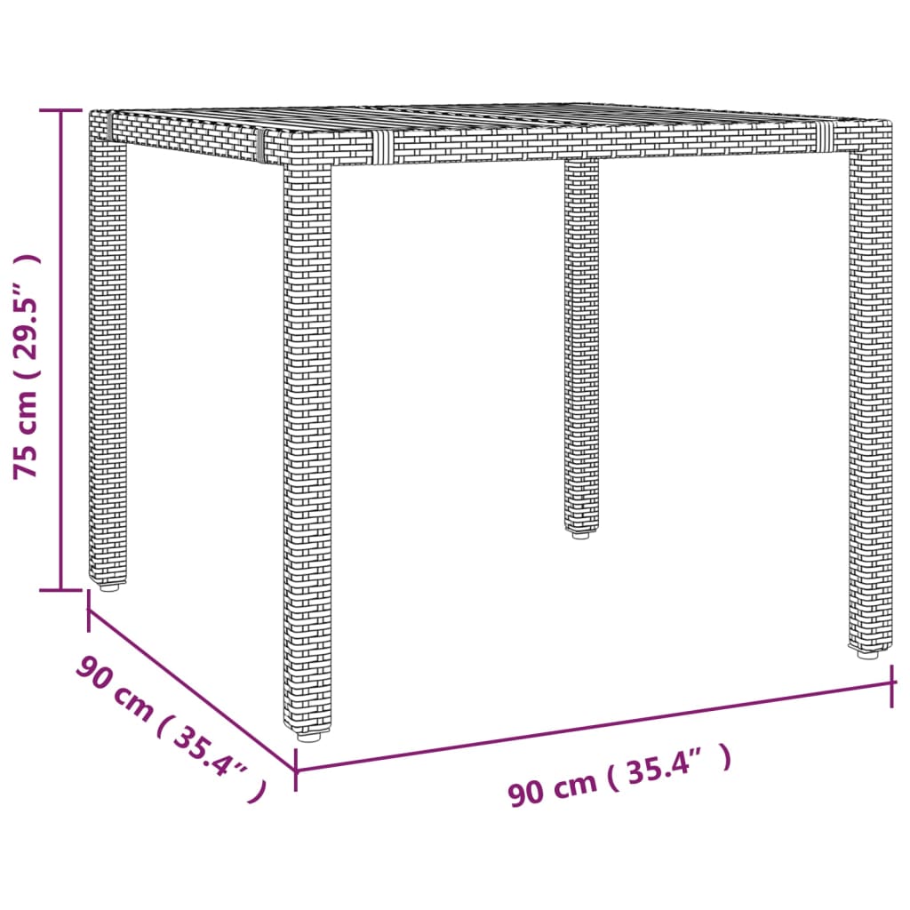 3 részes fekete polyrattan bisztrógarnitúra párnával 9