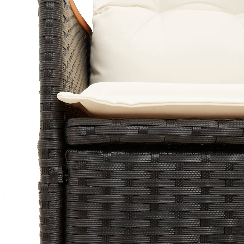 9 részes fekete polyrattan kerti étkezőgarnitúra párnákkal 5