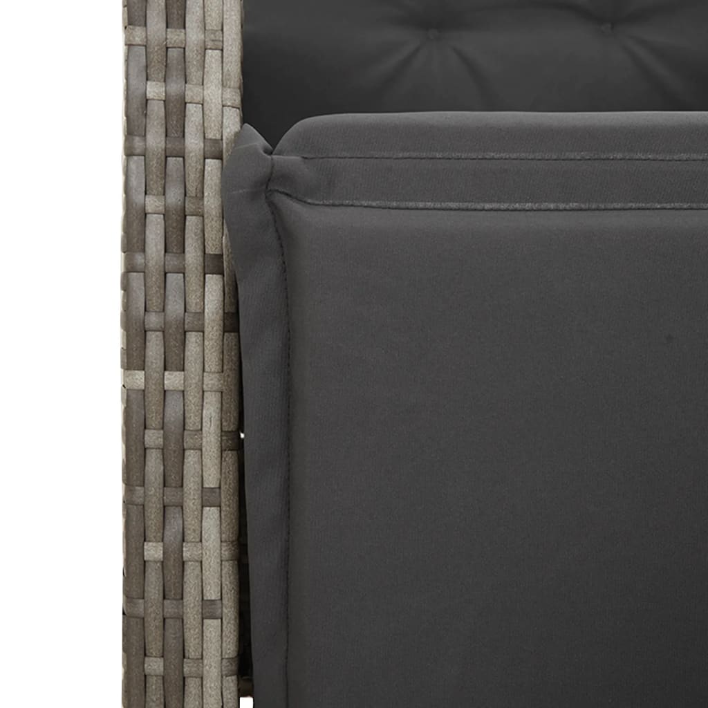 5 részes szürke polyrattan kerti bisztrógarnitúra párnákkal 5