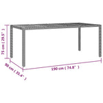 9 részes szürke polyrattan kerti bisztrógarnitúra párnákkal 8