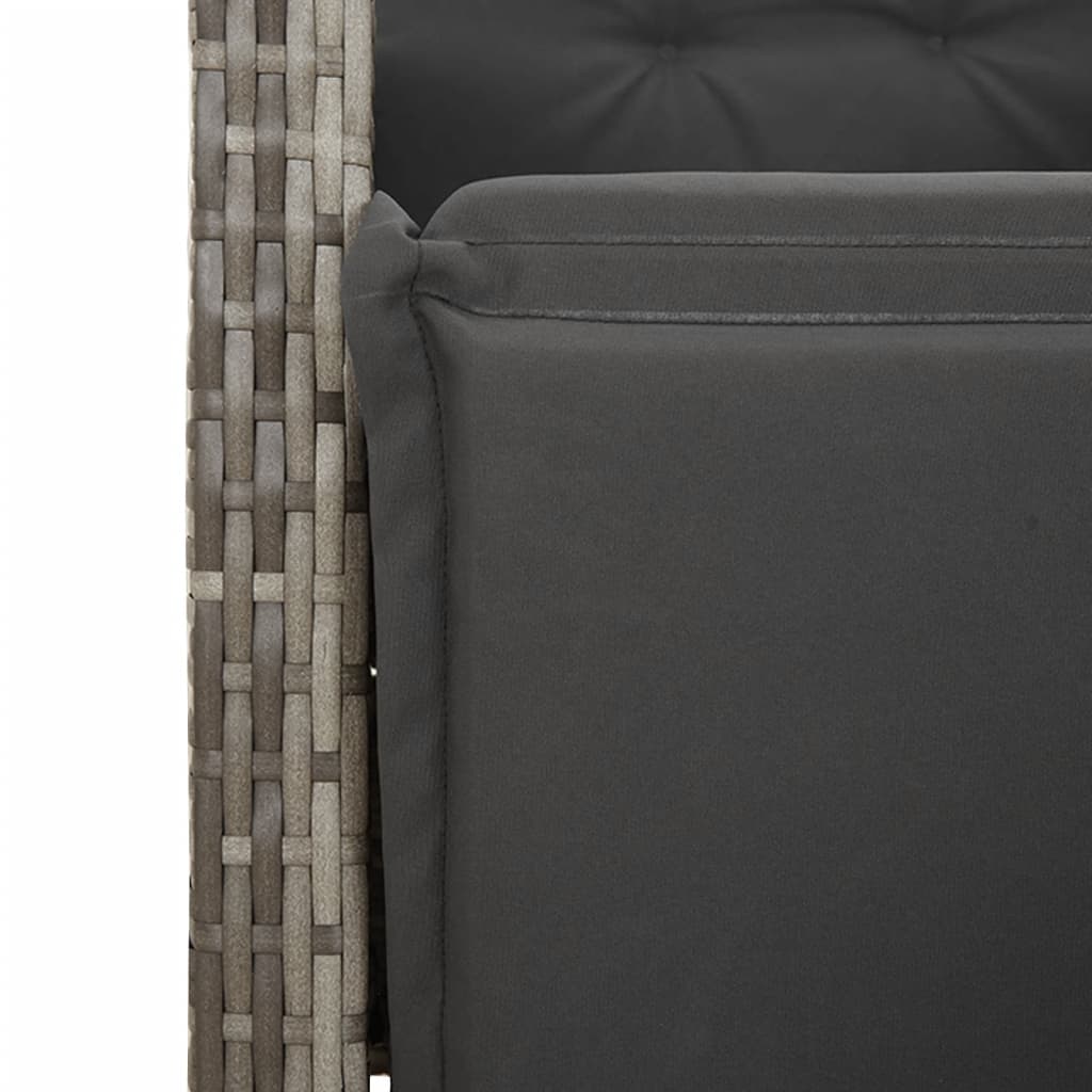 7 részes szürke polyrattan kerti bisztrógarnitúra párnákkal 5