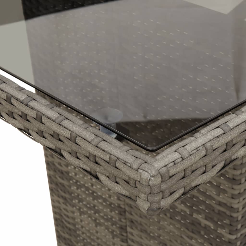 7 részes szürke polyrattan kerti bisztrógarnitúra párnákkal 6
