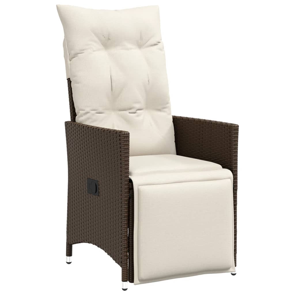 3 részes barna polyrattan kerti bisztrógarnitúra párnákkal 3