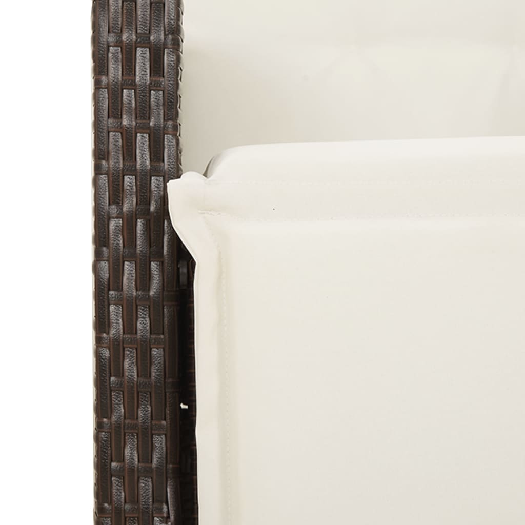 9 részes barna polyrattan kerti bisztrógarnitúra párnákkal 5