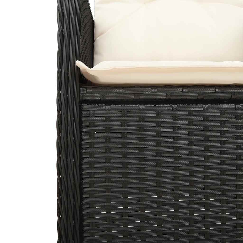 9 részes fekete polyrattan kerti bisztrógarnitúra párnákkal 5