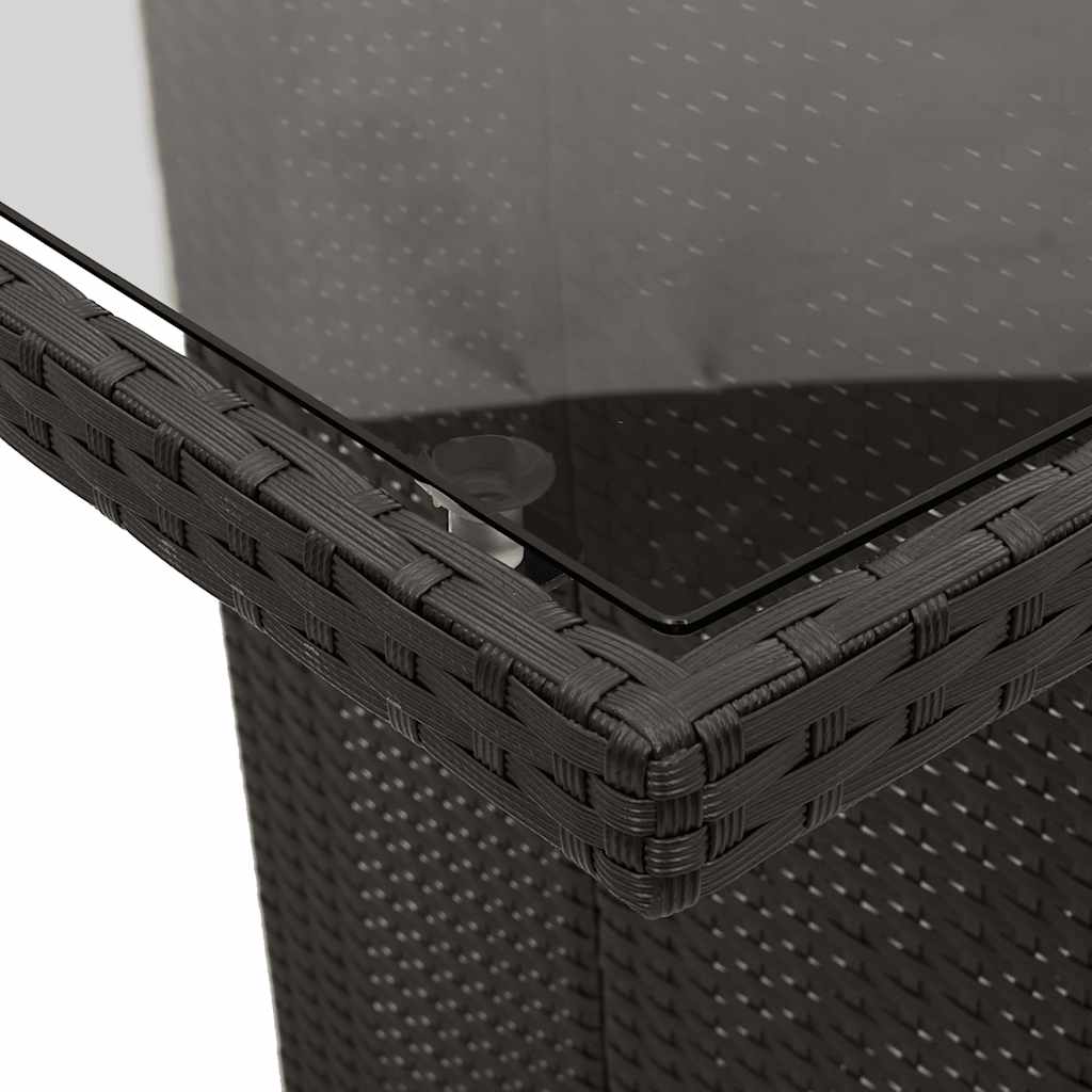 9 részes fekete polyrattan kerti bisztrógarnitúra párnákkal 6