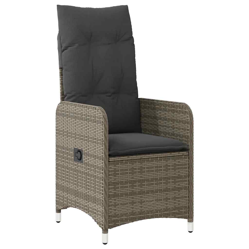 7 részes szürke polyrattan kerti bisztrógarnitúra párnákkal 3