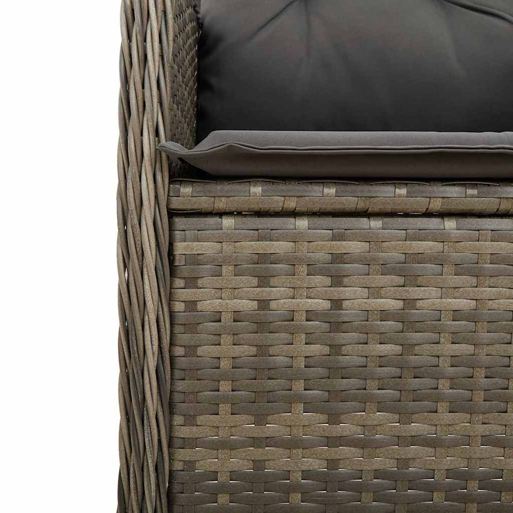 7 részes szürke polyrattan kerti bisztrógarnitúra párnákkal 5