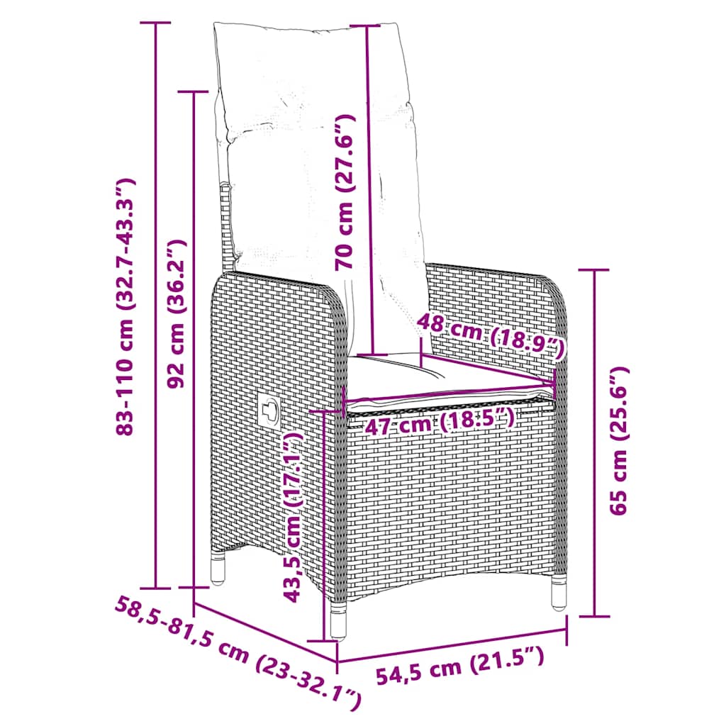 7 részes szürke polyrattan kerti bisztrógarnitúra párnákkal 9