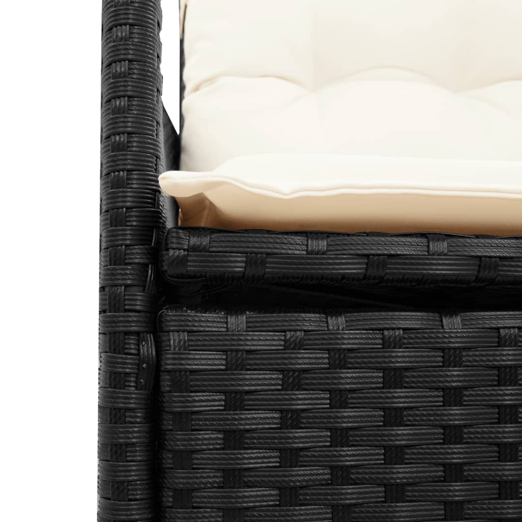 9 részes fekete polyrattan kerti bisztrógarnitúra párnákkal 5