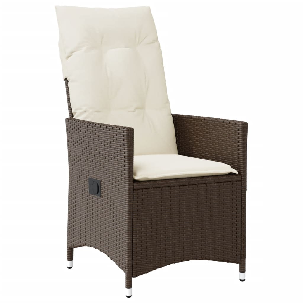 9 részes barna polyrattan kerti bisztrógarnitúra párnákkal 3