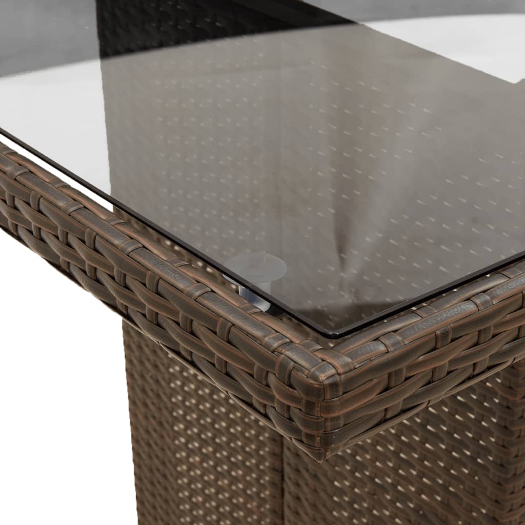9 részes barna polyrattan kerti bisztrógarnitúra párnákkal 6