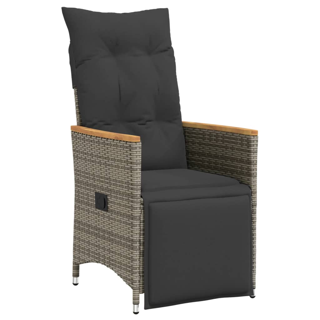 9 részes szürke polyrattan kerti bisztrógarnitúra párnákkal 3