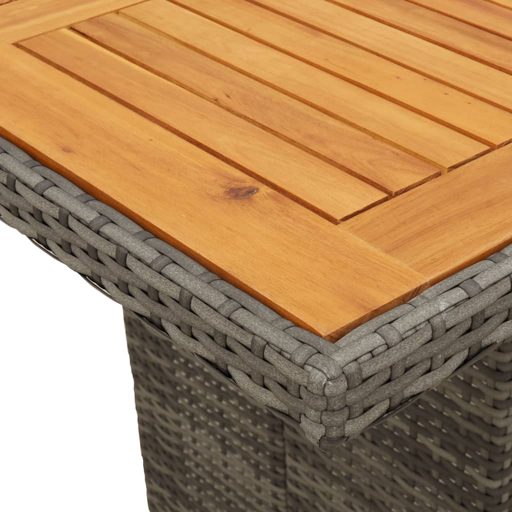 9 részes szürke polyrattan kerti bisztrógarnitúra párnákkal 6