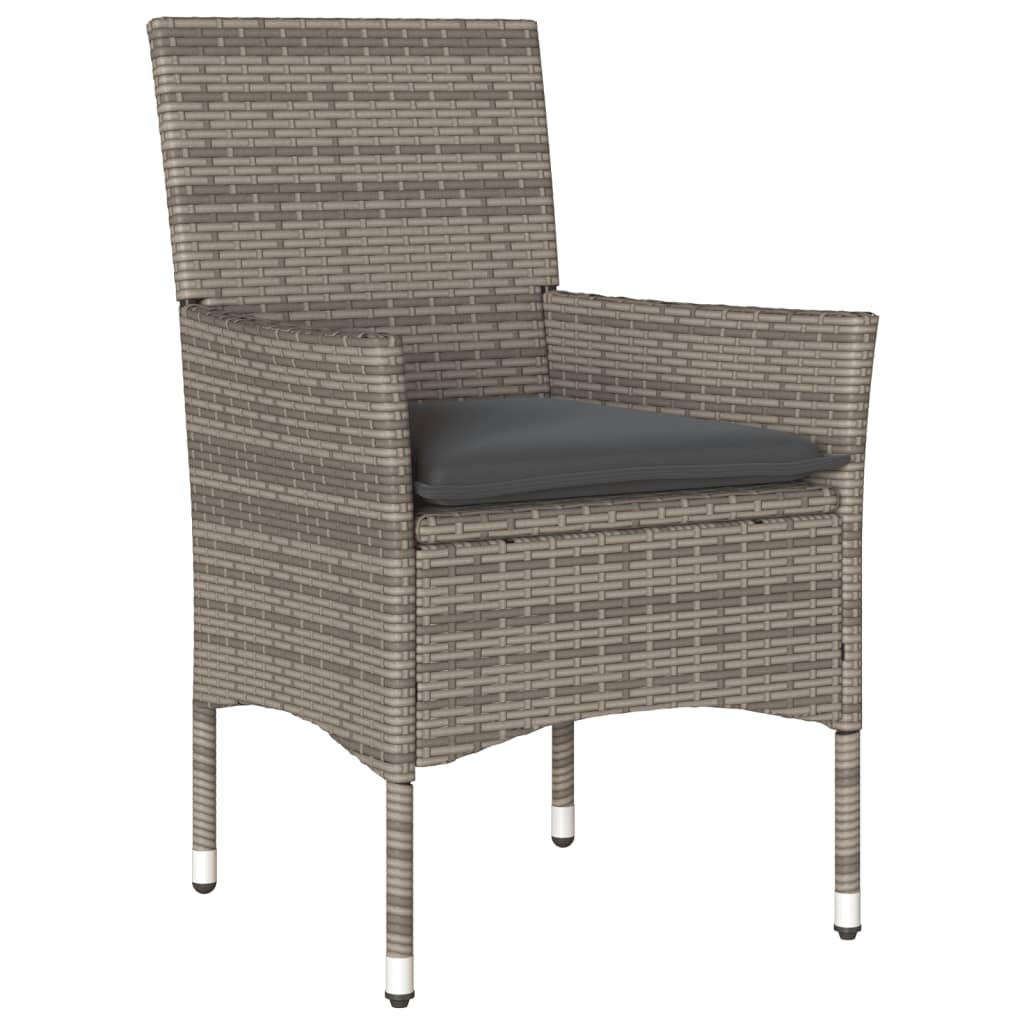 7 részes szürke polyrattan/üveg kerti étkezőgarnitúra párnával 3