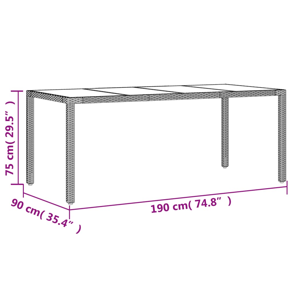 7 részes szürke polyrattan/üveg kerti étkezőgarnitúra párnával 9