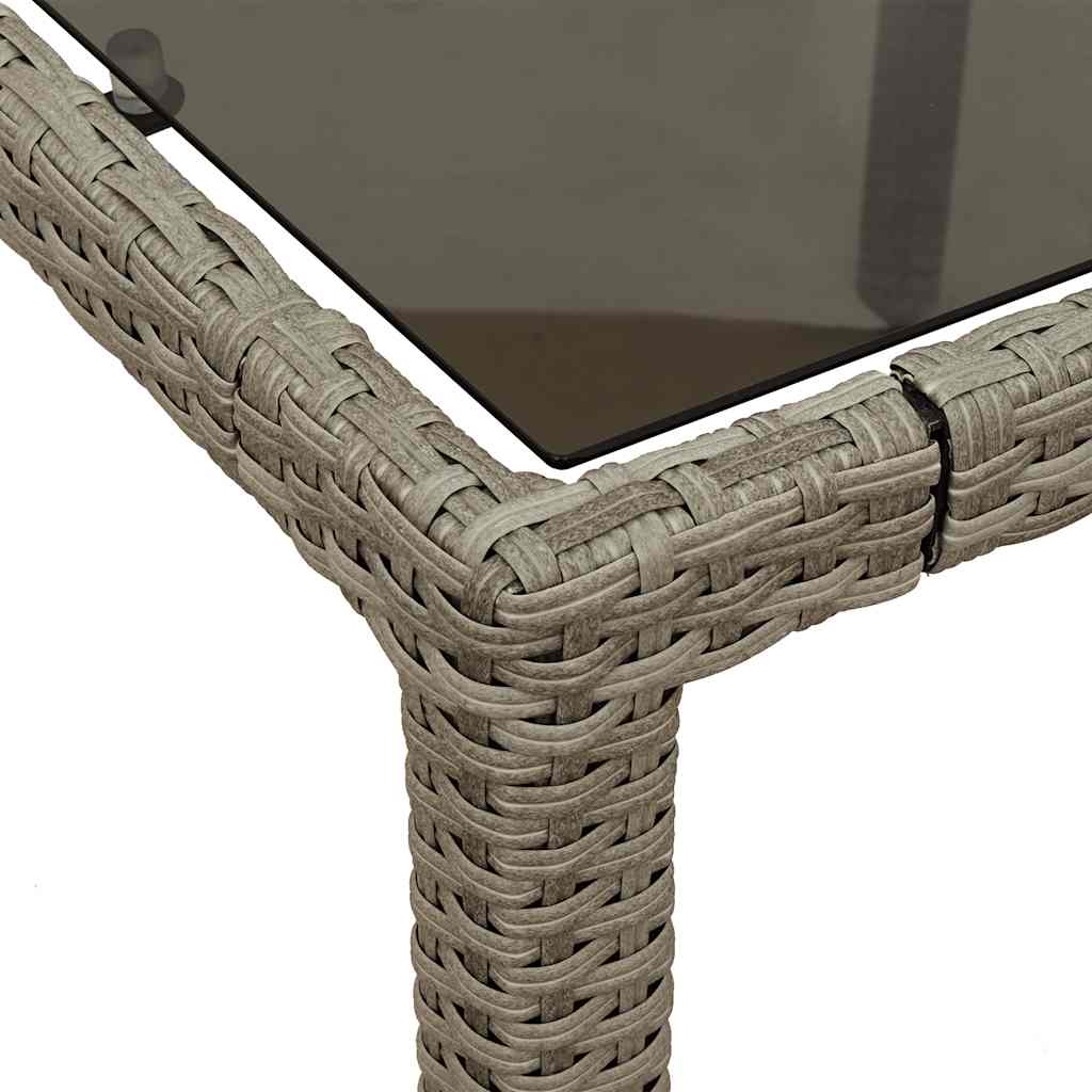 9 részes szürke polyrattan/üveg kerti étkezőgarnitúra párnákkal 6