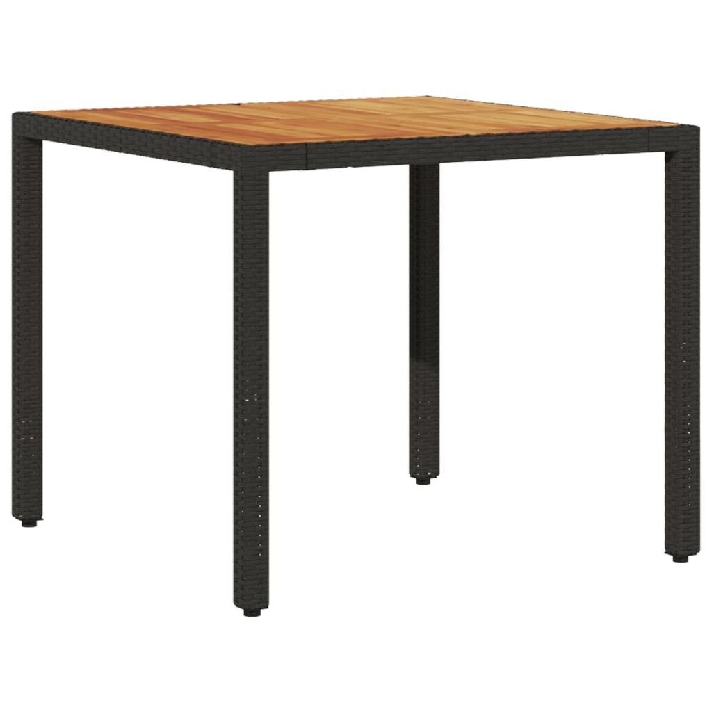 5részes fekete polyrattan/akácfa kerti étkezőgarnitúra párnákkal 4
