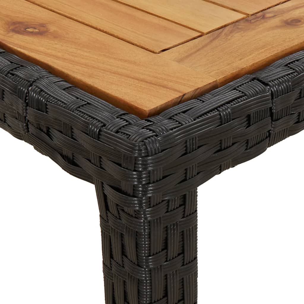 5részes fekete polyrattan/akácfa kerti étkezőgarnitúra párnákkal 6