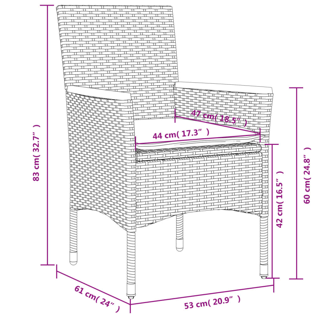 7 részes szürke polyrattan/üveg kerti étkezőgarnitúra párnával 8
