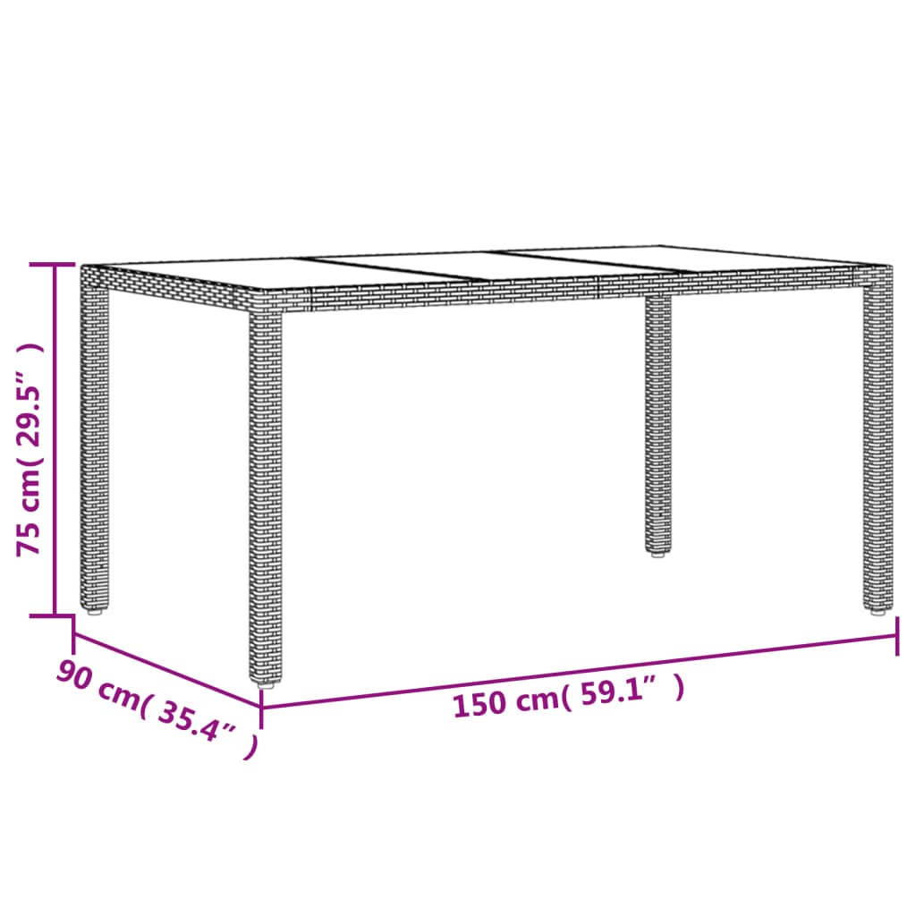 7 részes szürke polyrattan/üveg kerti étkezőgarnitúra párnával 9
