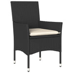 9részes fekete polyrattan/akácfa kerti étkezőgarnitúra párnákkal 3