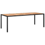9részes fekete polyrattan/akácfa kerti étkezőgarnitúra párnákkal 4