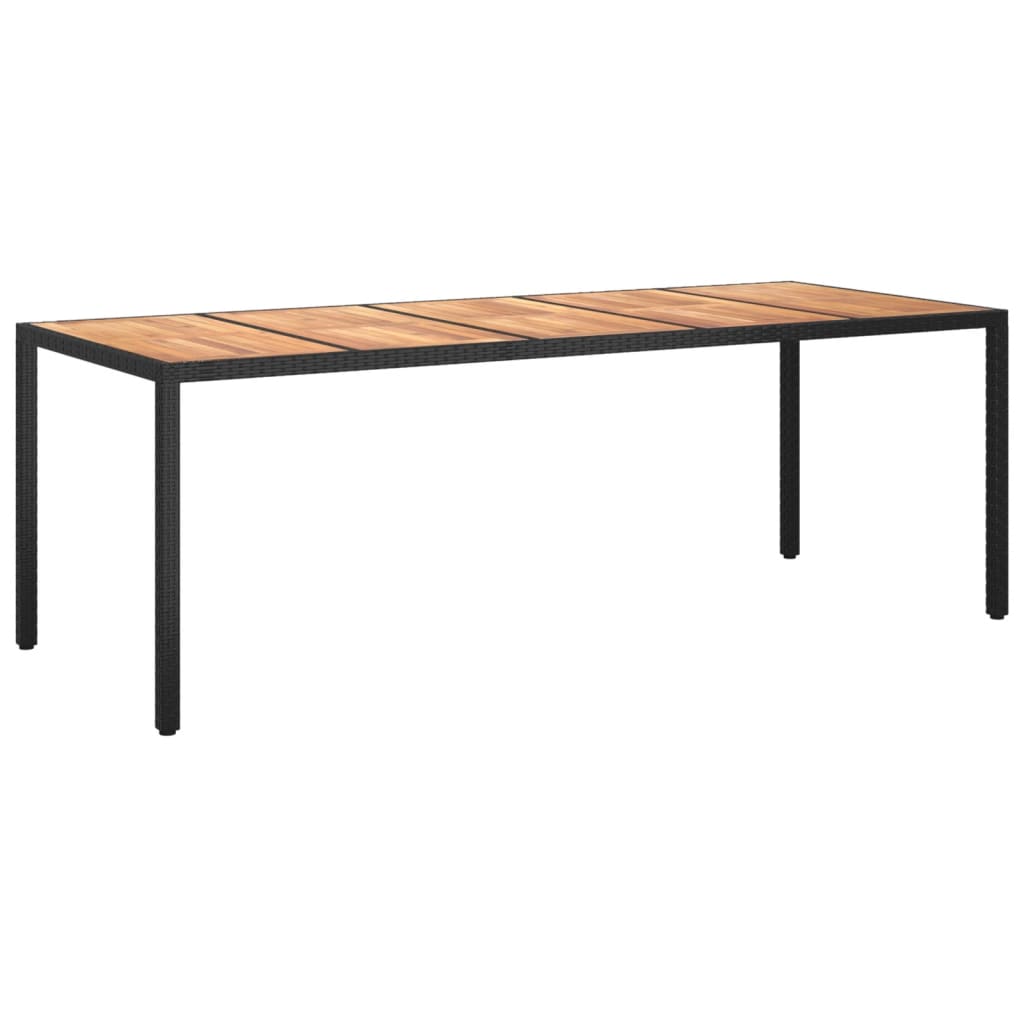 9részes fekete polyrattan/akácfa kerti étkezőgarnitúra párnákkal 4