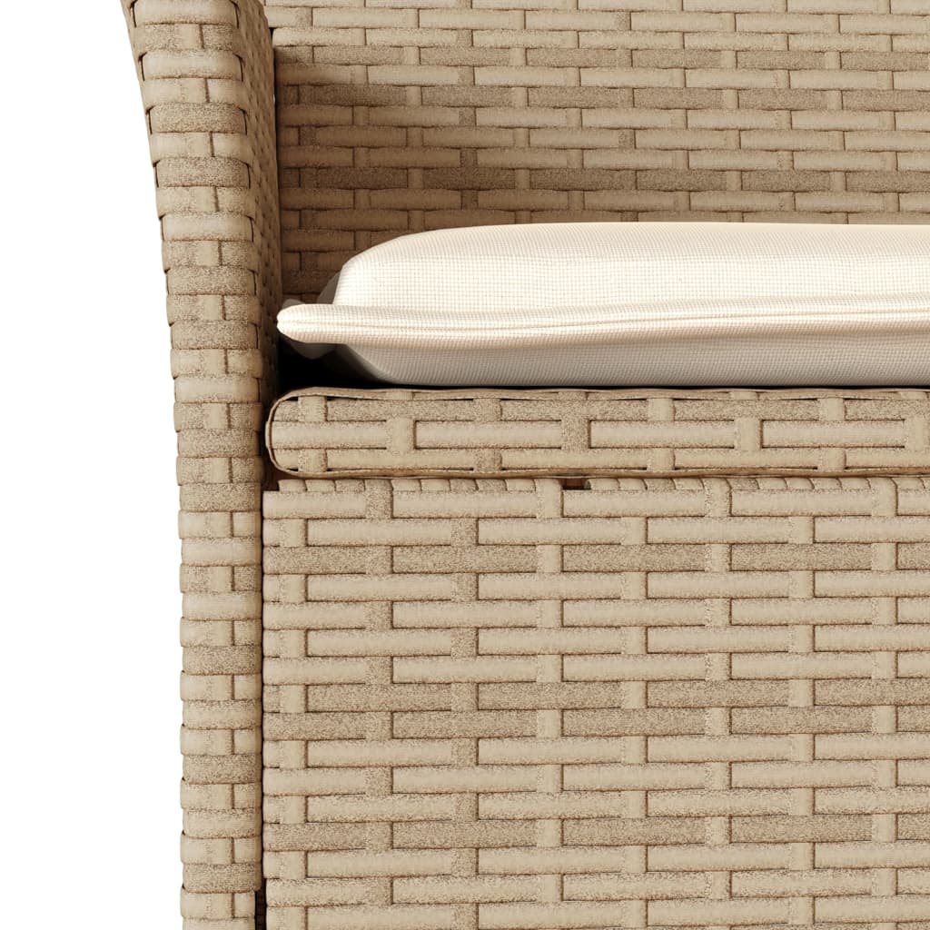 3 részes bézs polyrattan/üveg kerti étkezőgarnitúra párnákkal 5