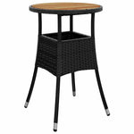5részes fekete polyrattan/akácfa kerti étkezőgarnitúra párnákkal 4