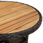 5részes fekete polyrattan/akácfa kerti étkezőgarnitúra párnákkal 6
