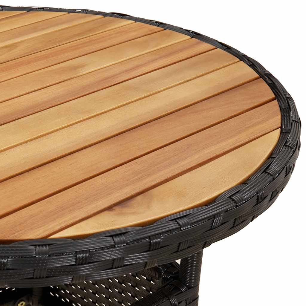 5részes fekete polyrattan/akácfa kerti étkezőgarnitúra párnákkal 6