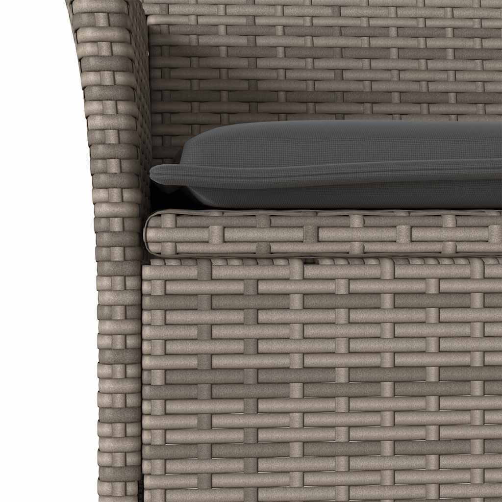 5 részes szürke polyrattan/üveg kerti étkezőgarnitúra párnával 5
