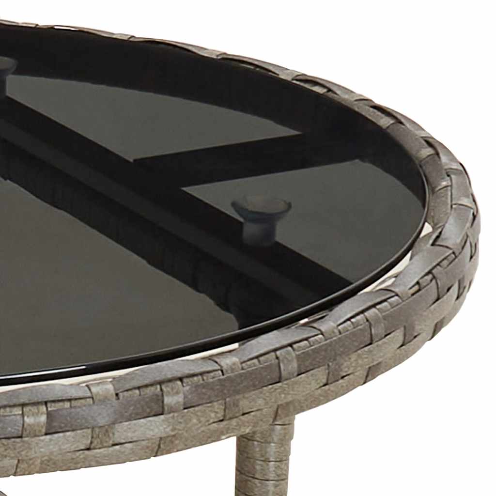 5 részes szürke polyrattan/üveg kerti étkezőgarnitúra párnával 6