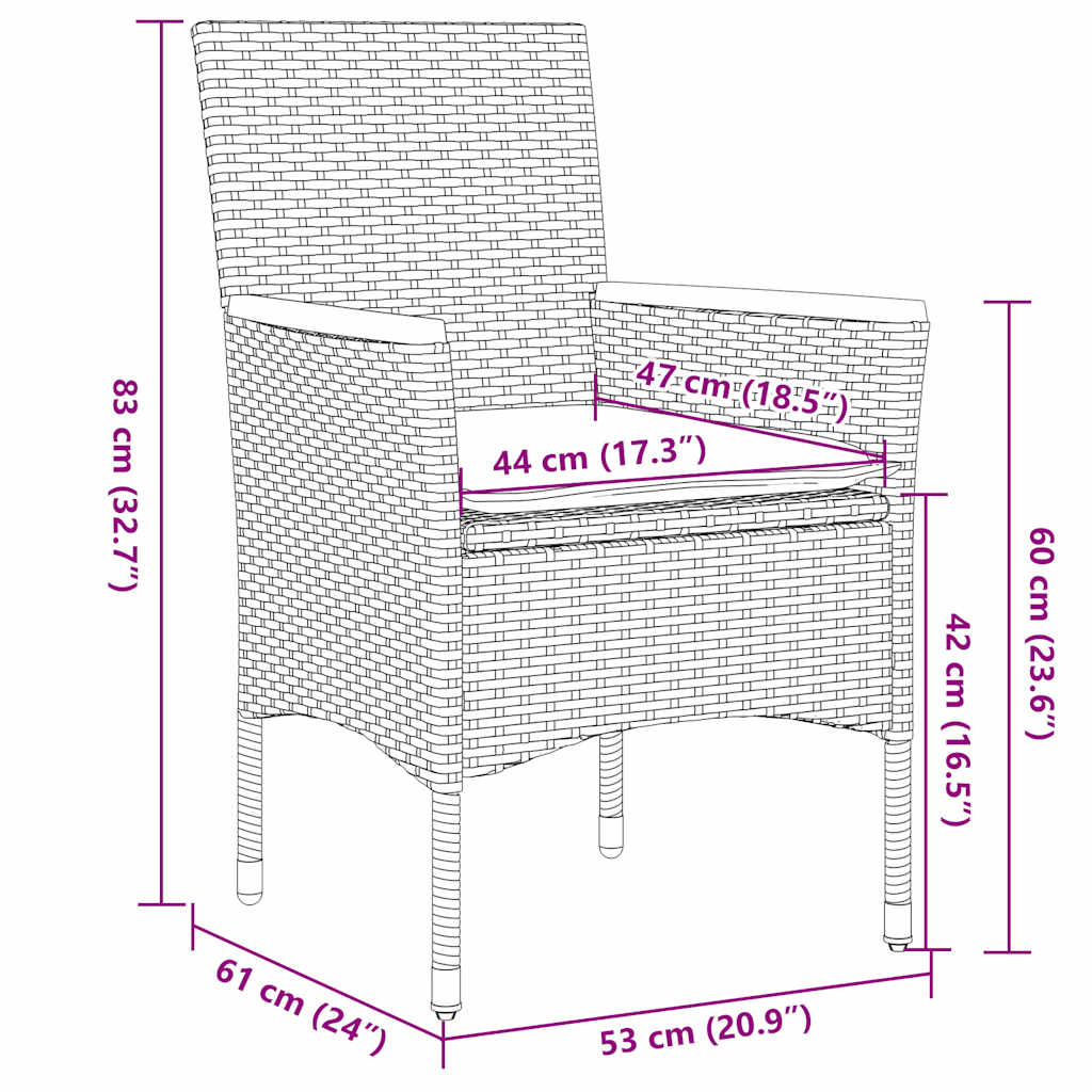 5 részes szürke polyrattan/üveg kerti étkezőgarnitúra párnával 8