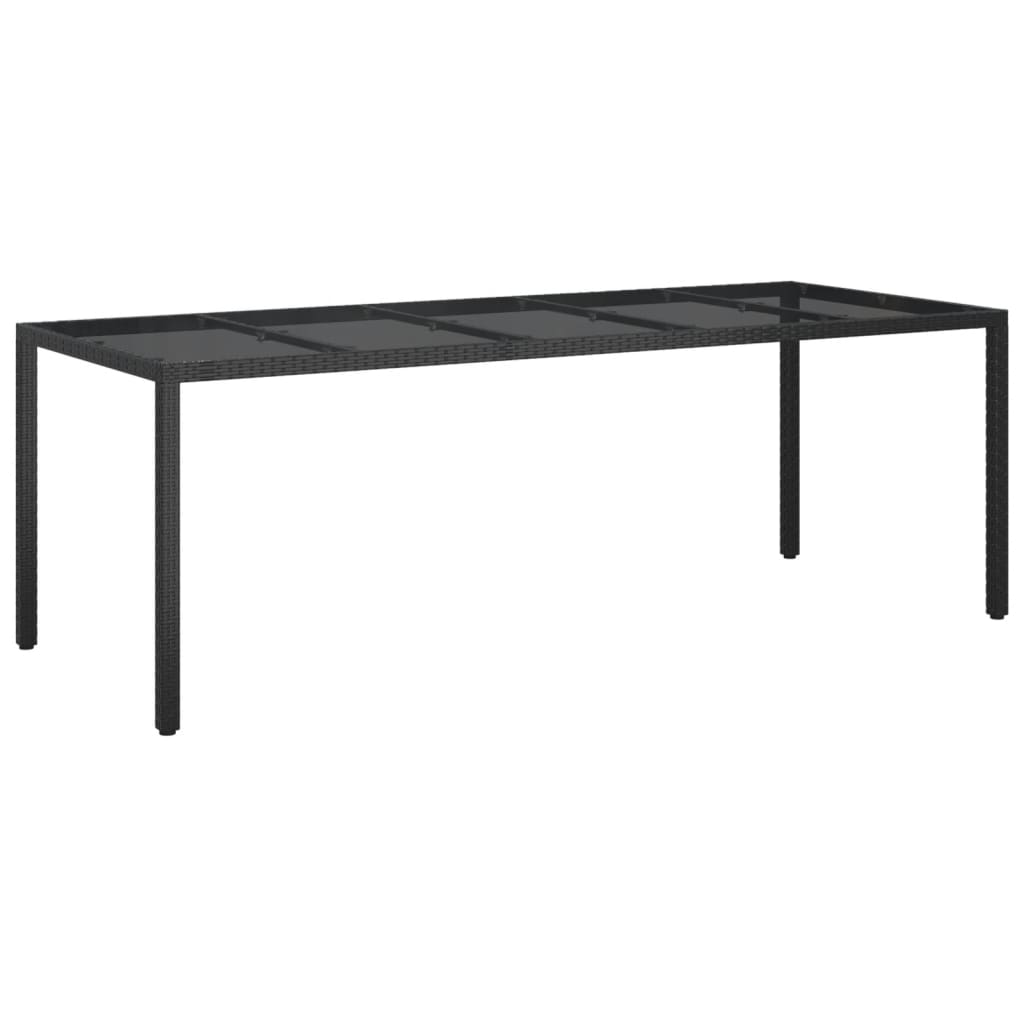 9 részes fekete polyrattan/üveg kerti étkezőgarnitúra párnákkal 4