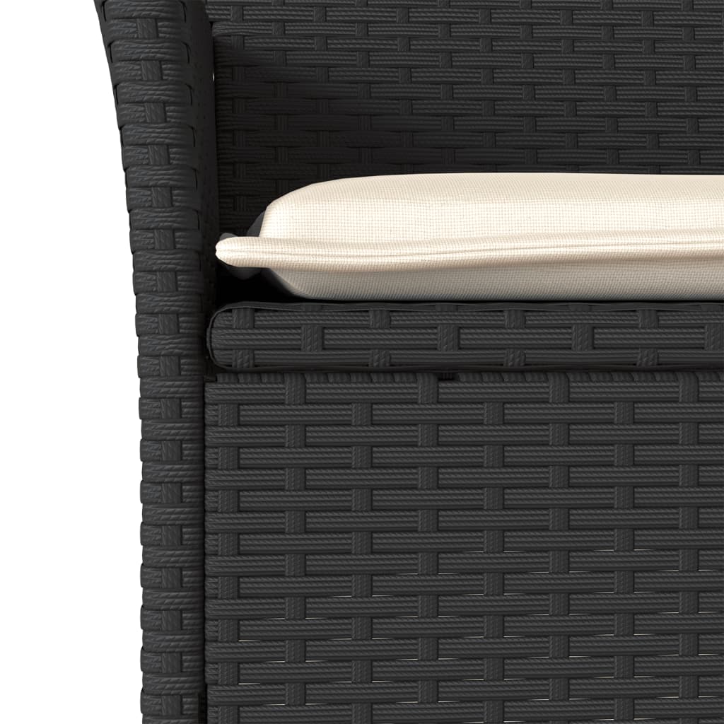 9 részes fekete polyrattan/üveg kerti étkezőgarnitúra párnákkal 5