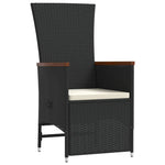 9 részes fekete polyrattan kerti étkezőgarnitúra párnákkal 3