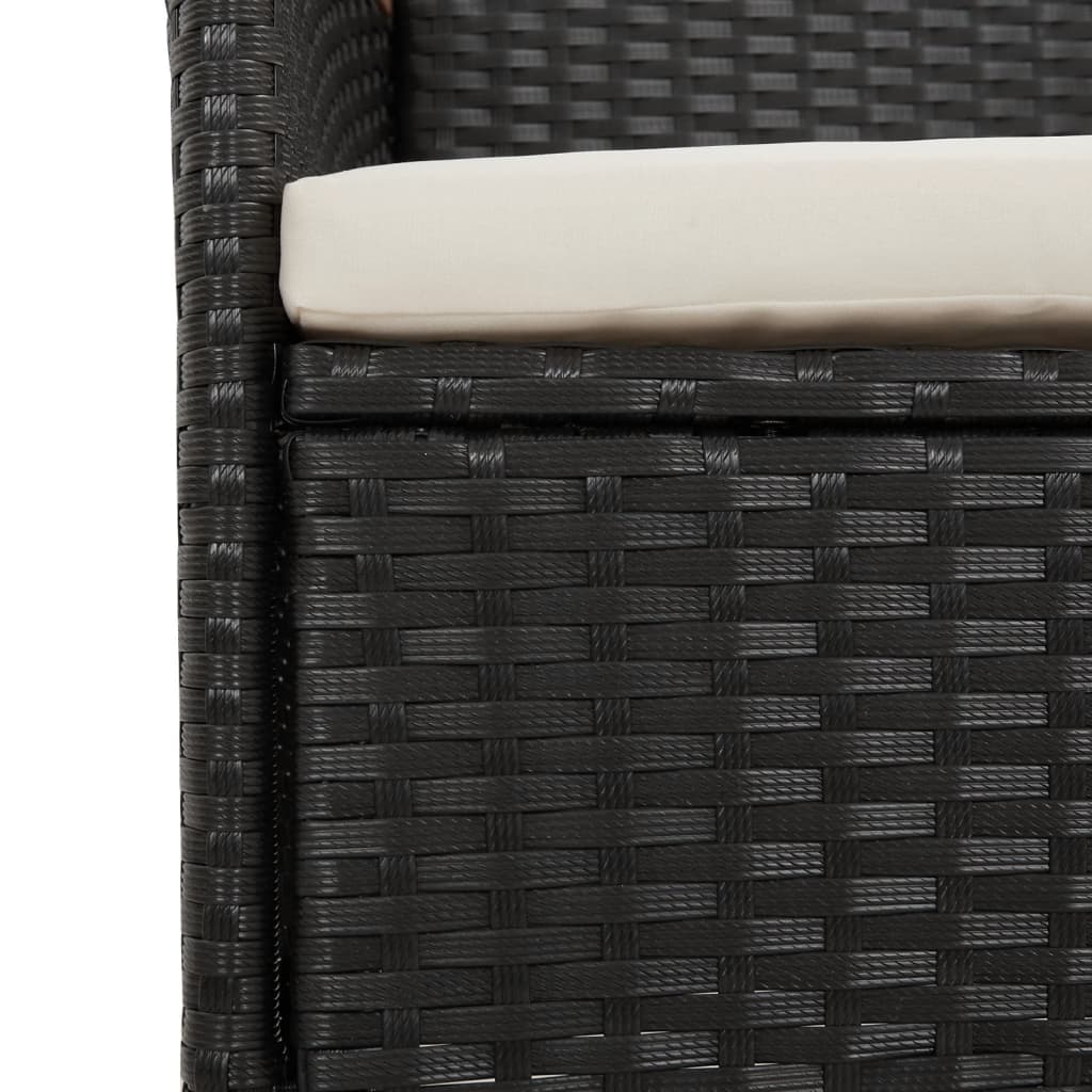 11 részes fekete polyrattan kerti étkezőgarnitúra párnákkal 7