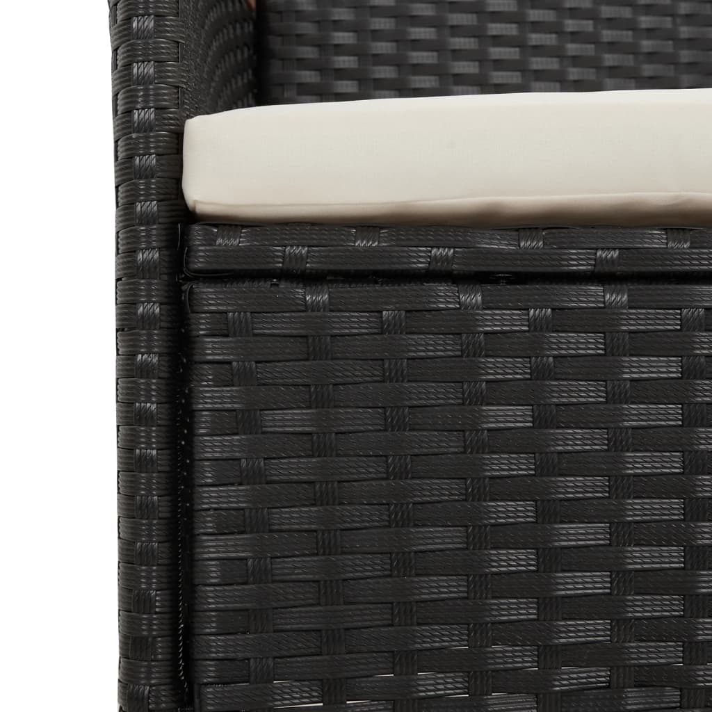 11 részes fekete polyrattan kerti étkezőgarnitúra párnákkal 7