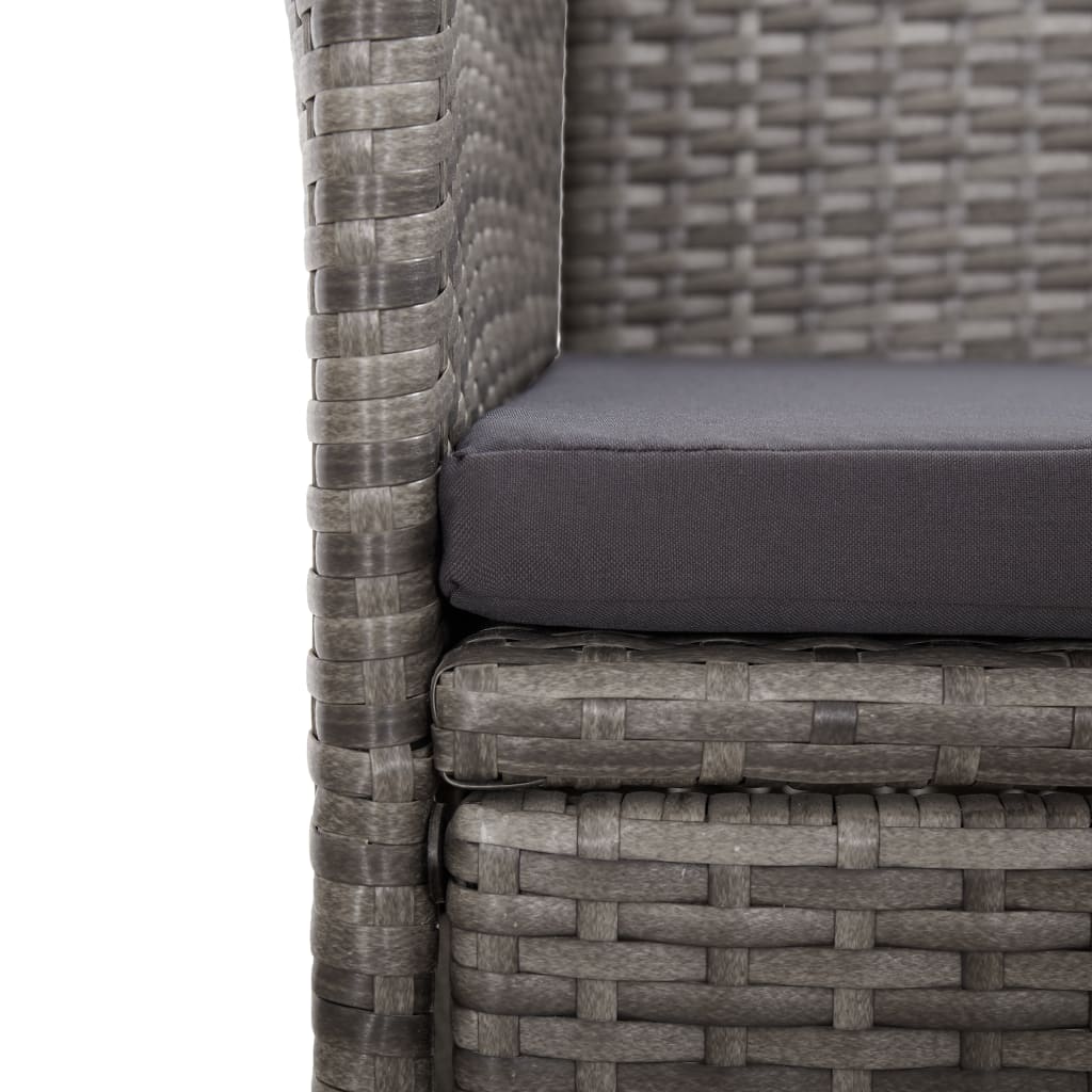 11 részes szürke polyrattan kerti ülőgarnitúra párnákkal 5