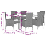 7 részes bézs polyrattan kerti étkezőgarnitúra párnákkal 5