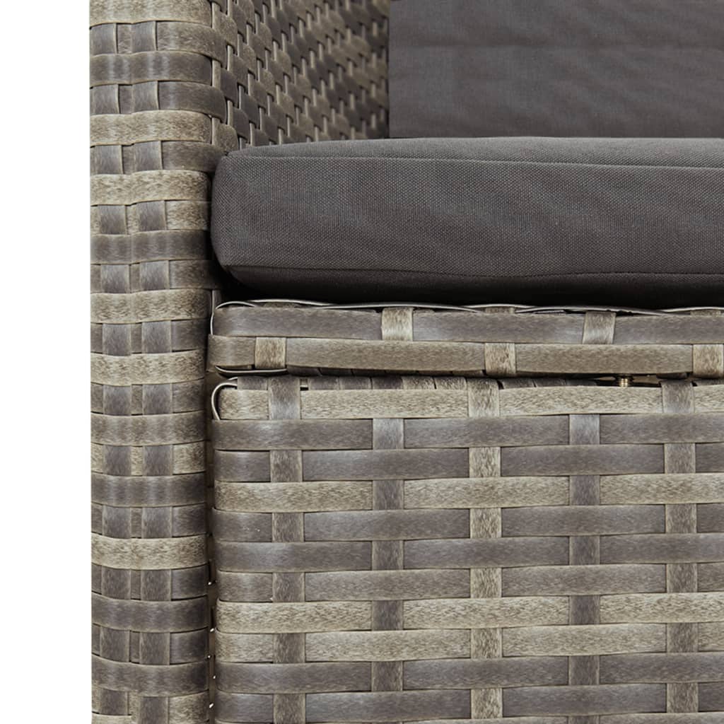 11 részes szürke polyrattan kerti ülőgarnitúra párnákkal 5