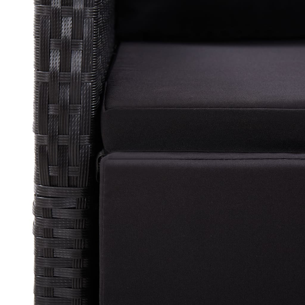 11 részes fekete polyrattan kerti étkezőgarnitúra párnákkal 5