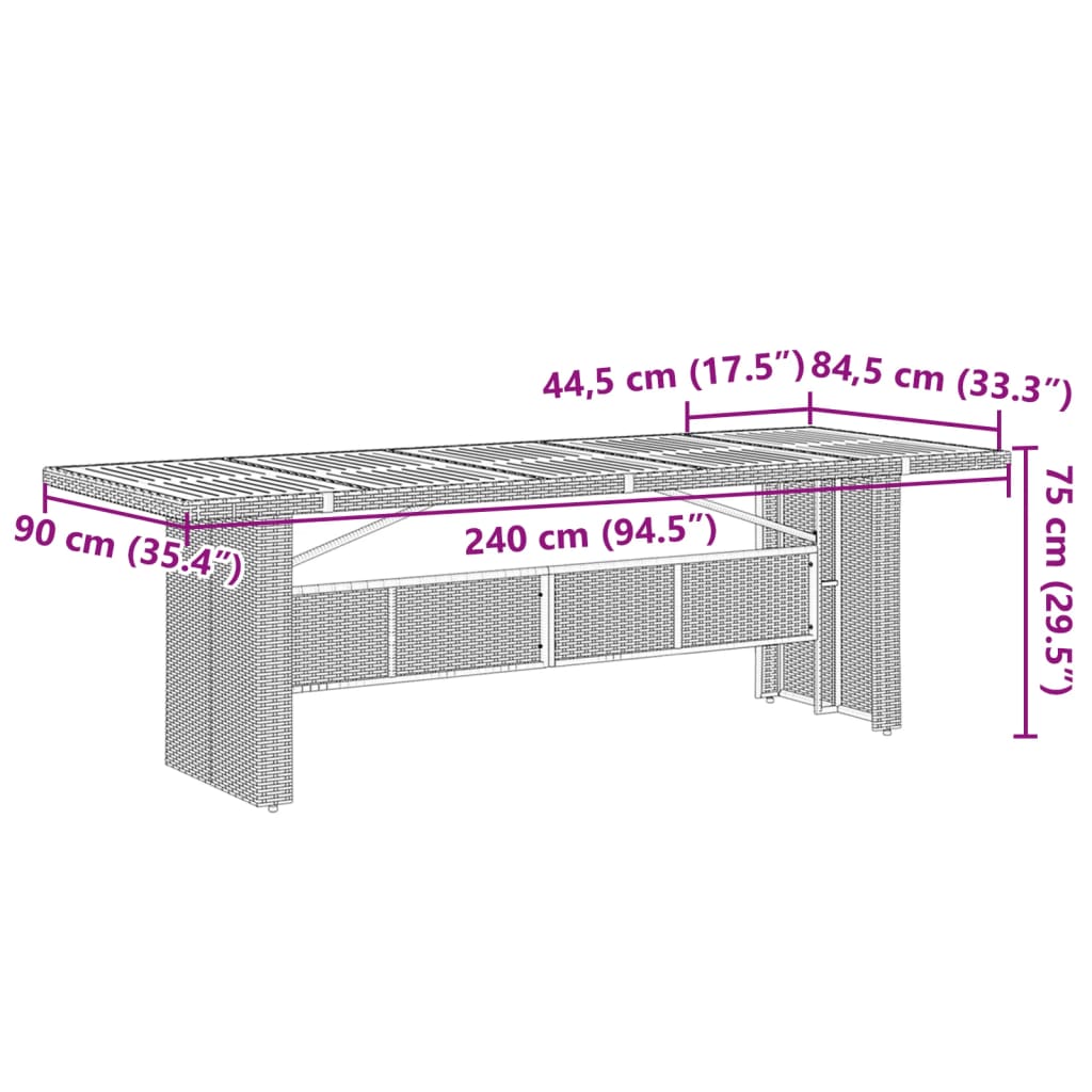 11 részes fekete polyrattan kerti étkezőgarnitúra párnákkal 8