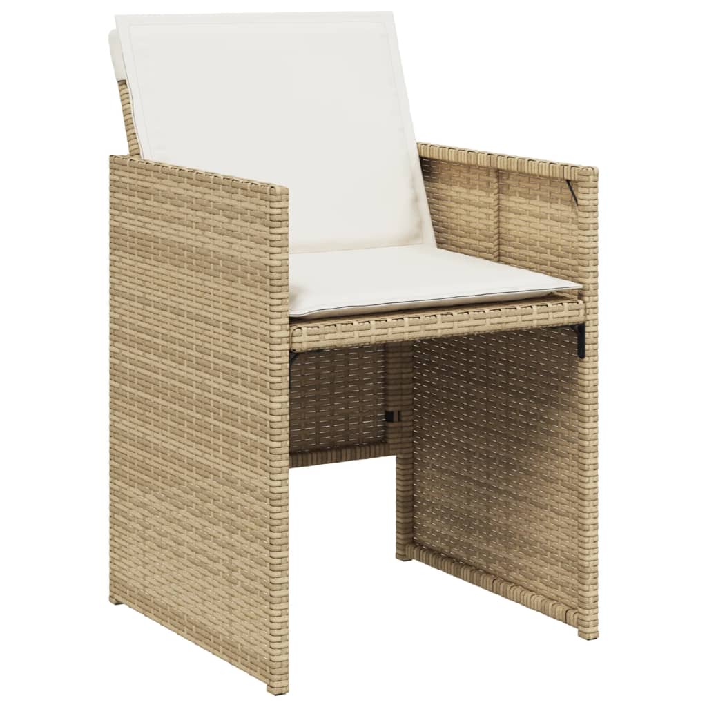 9 részes bézs polyrattan kerti étkezőgarnitúra párnákkal 5