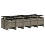 11 db szürke polyrattan kerti étkezőgarnitúra párnákkal 3