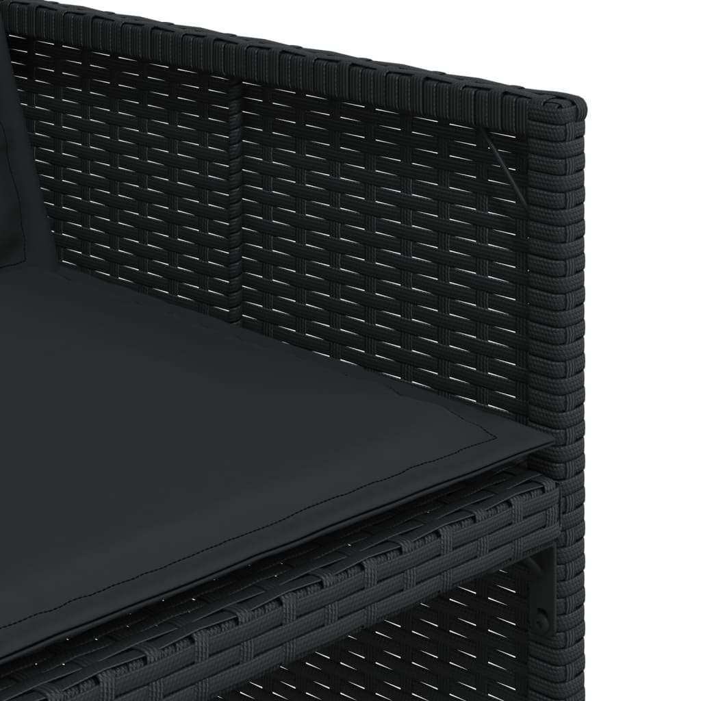 13 részes fekete polyrattan kerti ülőgarnitúra párnákkal 8
