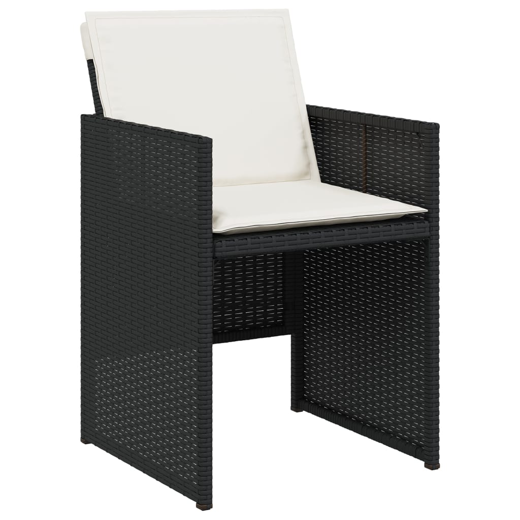 11 részes fekete polyrattan kerti étkezőgarnitúra párnákkal 5
