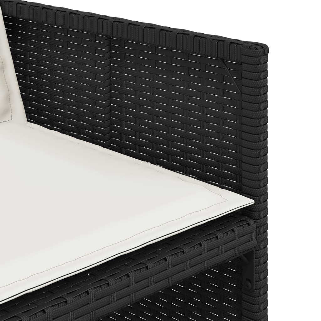11 részes fekete polyrattan kerti étkezőgarnitúra párnákkal 9